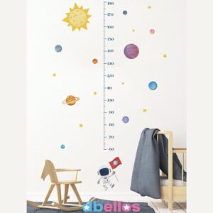 Pegatina decorativa regla de medir planetas, vinil adhesivo