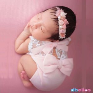 Body para sesion de fotos rosa para bebes recien nacida
