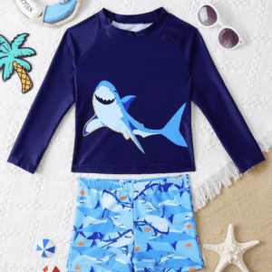 Traje de baño para niño, tiburón azul, bañador